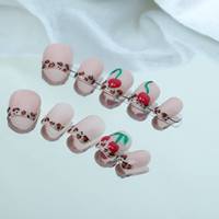 Les ongles artificiels de haute qualité faits à la main en trois dimensions petit style cerise peuvent être réutilisés usine en gros