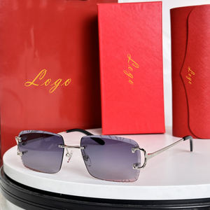 Gafas de Sol Sin Montura con Logotipo CT, Montura Dorada de Lujo, Lentes Azules <span class=keywords><strong>para</strong></span> Entusiastas de la Moda, Protección UV - Product Image 3