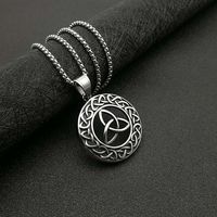 Collier en acier inoxydable vintage pour homme avec pendentif noeud celtique Viking pour cadeau