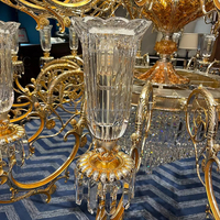 Lustre en cristal à étages de style européen, cadre en métal doré, lampe suspendue pour l'éclairage de projets de réception d'hôtels de prestige