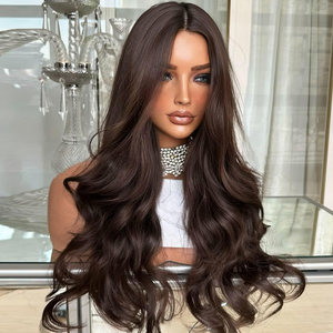 Parrucche con Base in Seta Marrone Cioccolato per <span class=keywords><strong>Donna</strong></span>, 100% <span class=keywords><strong>Capelli</strong></span> Vergini Europei, Parrucche a Onda Naturale di Alta Qualità - Product Image 1