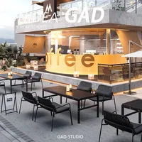 Moderno claro restaurante Bar Terraza Muebles de ocio al aire libre para Un Bar café Mesa silla combinación