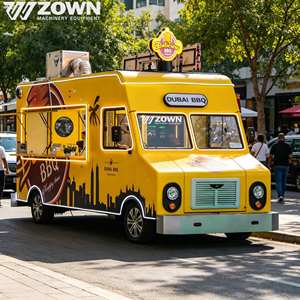 Delicious <b>BBQ</b> <b>Electric</b> Food Truck Yellow Enclosed Cabin Dual Sink Mobile Kitchen Vending Kiosk Dubai Theme - Product Image 1