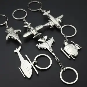 Airplane Keychain Aircraft model 3D Metal Key Chains Airliners Fighter Plane Warplane Helicopter Airline Gift Keychain Key rings