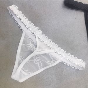 Culottes string en dentelle pour femmes, sexy, taille basse, avec bande de taille en maille à inscription KISS ME, lingerie intime - Product Image 2
