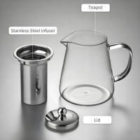 Théière en verre à haute teneur en borosilicate avec infuseur amovible en acier inoxydable