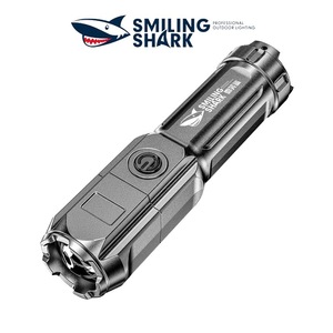 Smiling Shark Telescopic Focus <b>Flashlight</b> LED <b>Rechargeable</b> USB Camping Light Adjustable Zoom ABS Body - Product Image 1