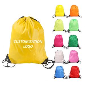 Custom Print Fashion Unisex Waterproof Drawstring Bag for Gym Sport Polyester Shoulder Bag for Gifts - Product Image 3