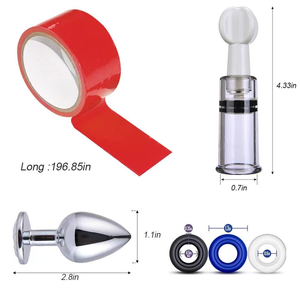 Kit BDSM de bondage sexuel, dispositifs de retenue, vibromasseur, godemiché, menottes, collier, attaches de cheville, dés, perles, plug anal, en matériau PU, jouets pour adultes - Product Image 6