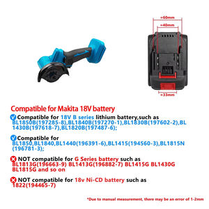 Mini Borstelhaakse Slijper 3 Inch Draadloze Polijstmachine Snijmolen + 2 Snijschijven Fit / 18V - Product Image 2