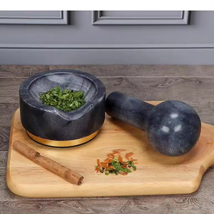 Naturstein Utensilien Werkzeuge Knoblauch <span class=keywords><strong>Berb</strong></span> Gewürz Kräuter mühle Pille Brecher Trocken frucht Presse Marmor Stößel und Mörser Set - Product Image 4