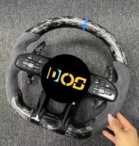 Volant en fibre de carbone personnalisé avec LED pour Mercedes-Benz 2015-2021 W205 C300 E260 E300 S400 G350 GLA <span class=keywords><strong>43</strong></span> GT <span class=keywords><strong>AMG</strong></span> GLB <span class=keywords><strong>GLC</strong></span> SL - Product Image 4