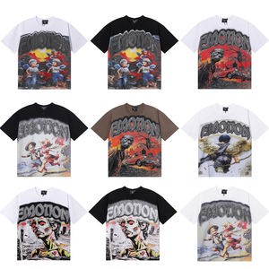 Top Quality Heavyweight MIXED EMOTIONS Retro Print Letter High Street Casual Hip-Hop 100% Cotton <b>Short</b> <b>Sleeve</b> T-<b>Shirt</b> for <b>Men</b> - Product Image 1