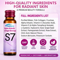 OEM/ODM S7 Alpha Arbutin Collagène Liquide Oral, avec Vitamine C & E, Favorise une Peau Lisse et Éclatante, Compléments Alimentaires à Base de Plantes