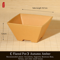 Pot de fleurs carré en résine de style chinois avec plusieurs trous de drainage, jardinière pour usage domestique pour les plantes succulentes, les cactus, les bonsaïs