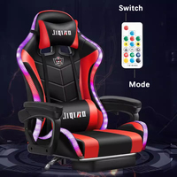 Chaise pivotante en cuir PU avec éclairage LED, design industriel, acier inoxydable, chaise de jeu pour e-sport, PC, bureau