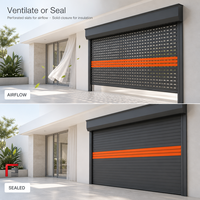 Porte à enroulement double mode pour garage, atelier, entrepôt, à lamelles en aluminium perforé ventilées, motorisée avec télécommande