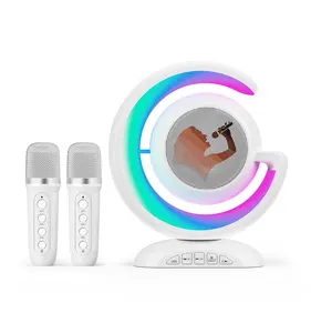 Haut-parleurs de musique Bt sans fil intelligents OEM avec chargeur sans fil en forme de G Lampe à LED Réveil lumière lever du soleil