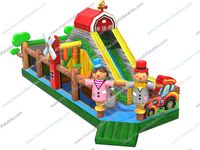 Parcours d'obstacles gonflable extérieur avec toboggan, aire de saut et structure de jeu pour parc d'attractions