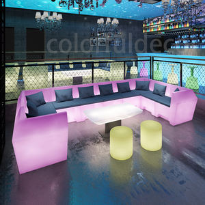 أثاث للنوادي الليلية والحانات بالجملة، إضاءة مع تحكم عن بعد لتغيير الألوان، وسائد ناعمة ووسائد قطنية، طقم أريكة بإضاءة LED RGB للحانات - Product Image 1