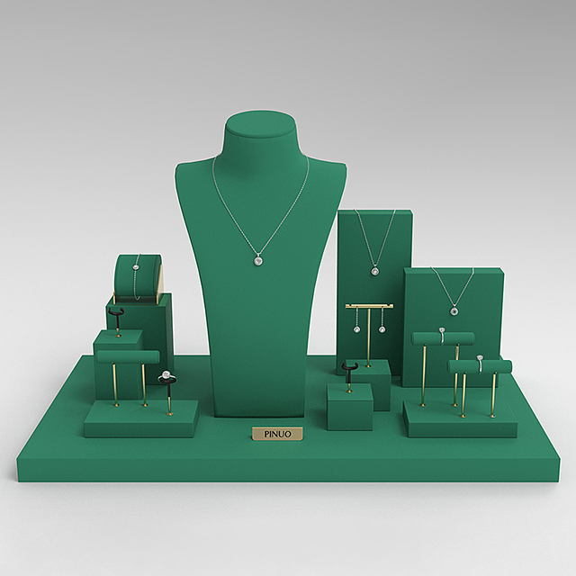 Luxury Jewelry Earrings Shelf Ring Display Jade Full Set Jewelry Display Props Counter Window Display Ornaments Set Stand