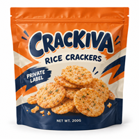 Sachet d'emballage personnalisé pour craquelins de riz, pochette verticale refermable avec fermeture éclair, plastique alimentaire haute barrière pour snacks croustillants, marque privée