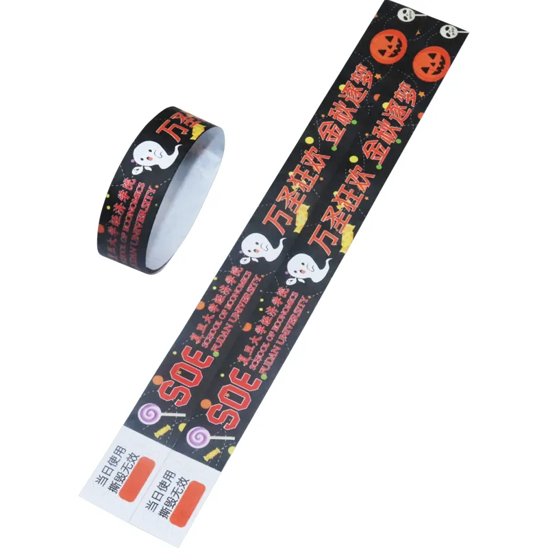 Custom Disposable Theme Amusement Park Concert Club Admission Paper Ticket Bracelets Waterproof Writable Logo Tyvek Wristbands