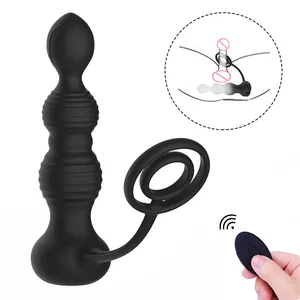 Food Grade Material beautiful buttocks Anal Plug Wireless Control nice butt pull beads 10 Vibrating Anal Plug