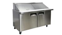 VanSenk Réfrigérateur de préparation commercial à double porte, sans givre, électrique, avec vitrine de présentation pour pizza, salade et sandwichs