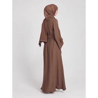 Robe musulmane ethnique pour femmes, abaya à manches cloche, col rond, ceinture coupée, polyester, pour l'Aïd musulman, sans turban, robe femme
