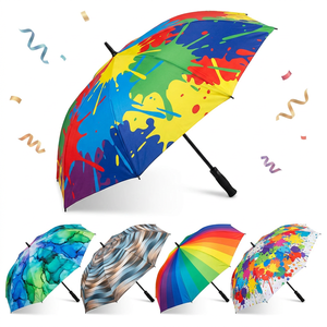 Large Size Wholesale Paraguas Black Fiberglass Frame Windproof Waterproof Full Digital Print Custom Golf <b>Umbrella</b> With Logo - Product Image 3