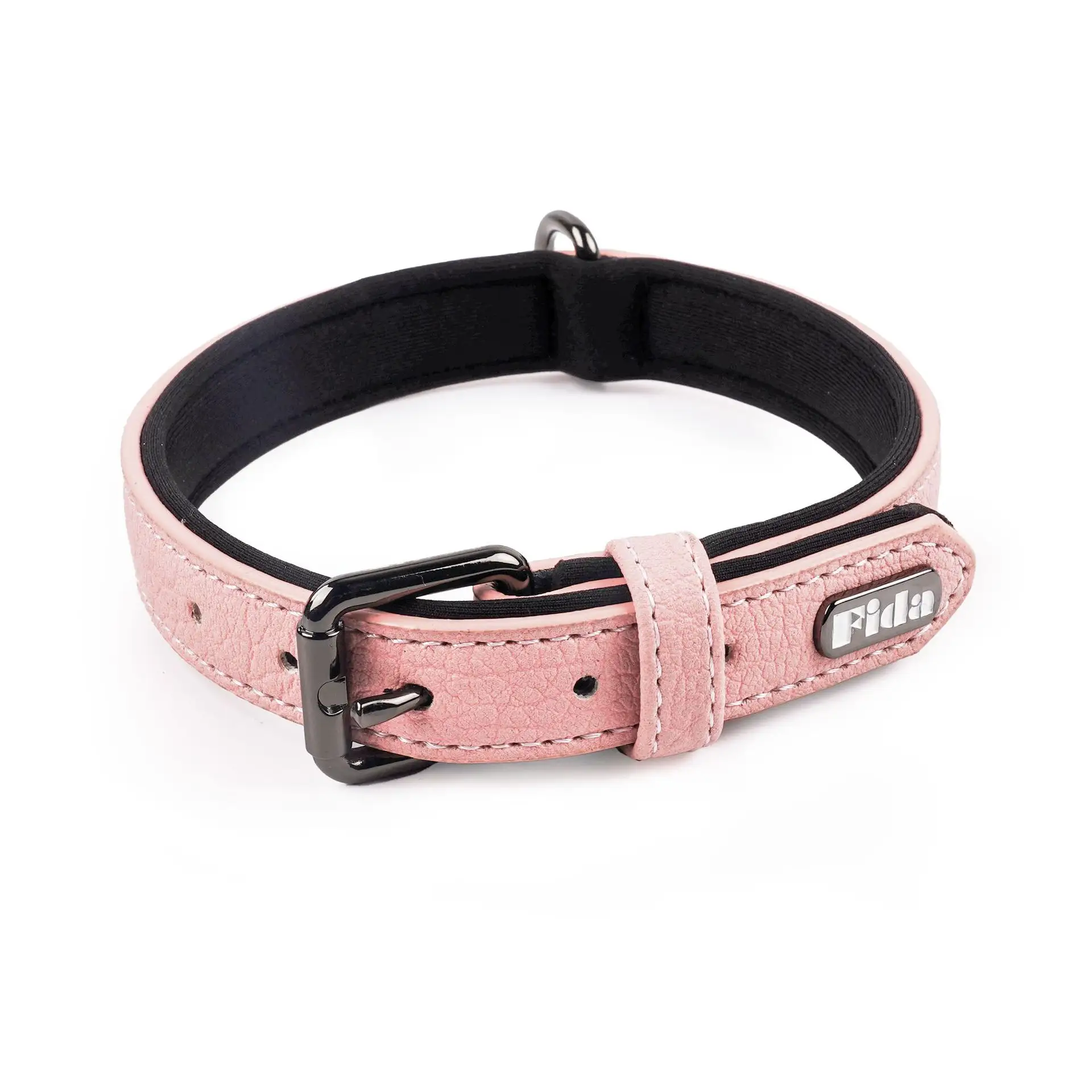 Leather Dog Collar Soft Padded Leather Collar with Adjustable Metal Buckle Leather Dog Collar