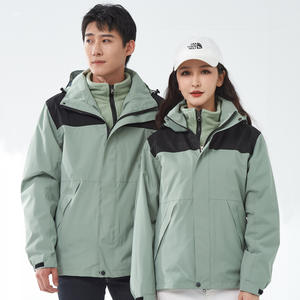 Inverno exterior impermeável vermelho macio jaqueta destacável Stand de duas peças Zipper sólido <span class=keywords><strong>3</strong></span>-em 1 jaqueta funcional do homens - Product Image 6