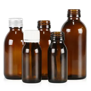 Factory Wholesale 30ml 60ml 100ml 125ml 150ml 180ml 200ml 250ml 300ml 500ml Amber Liquid Round Glass Bottle