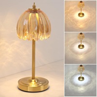 Lampe de table vintage rechargeable en verre, sans fil, à intensité variable, en forme de fleur, fonctionnant sur batterie, pour chambre à coucher, restaurant, intérieur