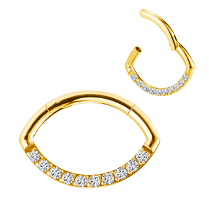 ASTM F136/G23 titanio 9 piezas de circonita cúbica Blaze Set curva superior internamente geométrico nariz anillo con bisagras aro Piercing joyería - Product Image 6