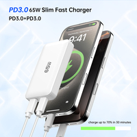 Chargeur mural pliable Tommox 65W Gan pour téléphone portable et tablette, adaptateur de charge rapide USB-C PD Type-C pour iPhone, iPad, MacBook, appareil photo