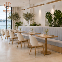 Ensemble de mobilier de restaurant Ron Group : Table en bois massif, banquette en tissu à dossier haut, chaise moderne de luxe sur mesure avec structure en bois pour café