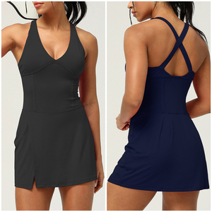 Sm2378 abito sportivo a fessura Sexy ad asciugatura rapida traspirante con taglio a V gonna da Tennis Yoga per la corsa in <span class=keywords><strong>città</strong></span> Fitness Tennis da donna - Product Image 3