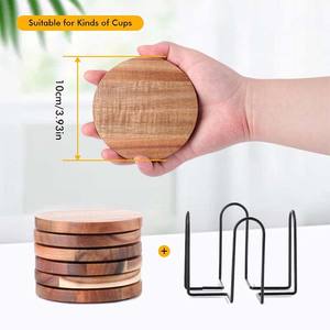 Sottobicchieri in legno per bevande con apribottiglie porta sottobicchieri in legno di Acacia per <span class=keywords><strong>tavolino</strong></span> tavolo <span class=keywords><strong>da</strong></span> pranzo scrivania con cuscinetto antiscivolo - Product Image 6