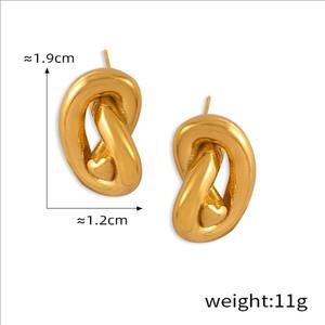 Diseño Creativo 18K Chapado en Oro 316L Acero Inoxidable Chapado en Oro Trendy Hipoalergénico Nudo Pendientes de Aro - Product Image 3