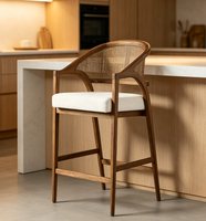 Tabouret de bar vintage en bois massif, avec accoudoirs courbes et repose-pieds en bois massif, pour bar moderne à domicile, directement de l'usine