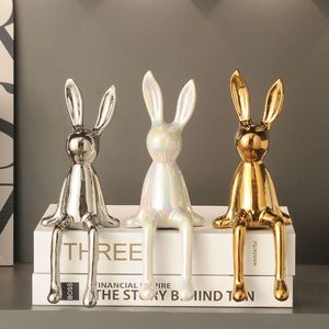 European Long Earrs Rabbit Bear Sculpture Art Decoration Minimalist Design Exhibition Hall Wine <b>Cabinet</b> Handicraft Ornament - Product Image 1