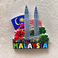 Objets de Décoration Moderne Personnalisés Résine Peinte à la Machine 3d Touristique Malaisie Kuala Lumpur Souvenir Aimant de Réfrigérateur