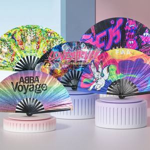 Ventilador de mano grande personalizado Sublimación Clack Kung Fu Fan 33cm Ventilador Rave plegable Logotipo personalizado con luz - Product Image 5