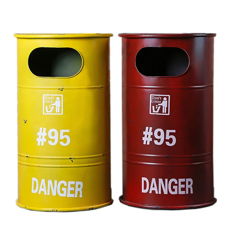屋外家庭用ゴミ箱金属鉄アシュビン缶クリエイティブオイルドラムゴミ箱