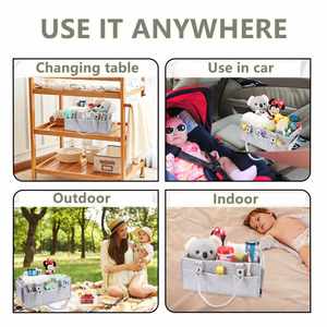 Organisateur de couches pour bébé en feutre portable avec compartiments, grand format, gris - Product Image 4