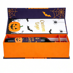 Boîte cadeau en carton pour vin, imprimée citrouille, estampage or de luxe FX, avec logo personnalisé, fermeture magnétique, pour Halloween et les fêtes - Product Image 3