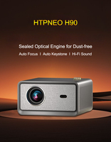 Projecteur intelligent HTP H90 1080p compatible 4K avec mise au point automatique, LED LCD, Android 9 et son stéréo HIFI pour home cinéma