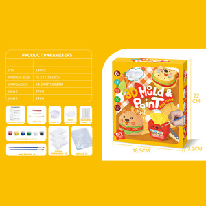 Safety Non-toxic Kids DIY <strong>Plaster</strong> Crafts Funny Fast Food Hamburg 3D <strong>Plaster</strong> Mold Color Painting <strong>Set</strong> - Product Image 6